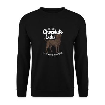 Schoko Brauner Labrador Retriever Hund - Unisex Pullover - Schwarz - Vorne - Alina (178cm) & Michal (187cm)