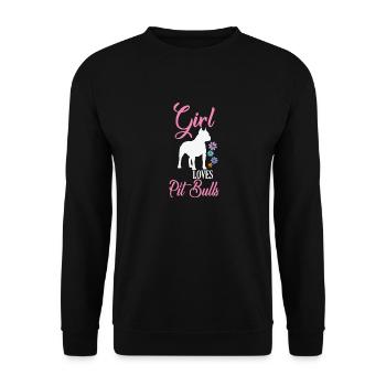 Une fille aime l’animal de compagnie Pit Bulls - Sweat-shirt Unisexe - noir - Devant - Alina (178cm) & Michal (187cm)
