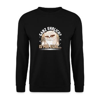 Sarkasmus, Katze, Ganz Ehrlich Is Mir Egal - Unisex Pullover - Schwarz - Vorne - Alina (178cm) & Michal (187cm)
