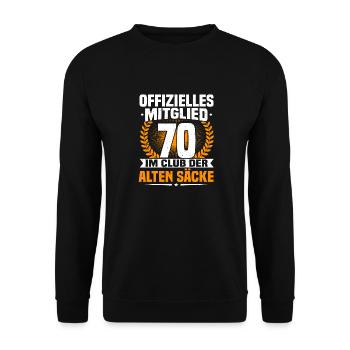 70. Geburtstag Mann, 70 Jahre alt Geburtstag - Unisex Pullover - Schwarz - Vorne - Alina (178cm) & Michal (187cm)
