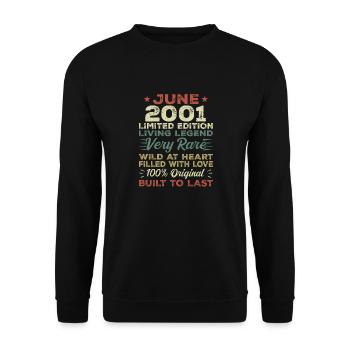 Juin 2001 Anniversaire Juin 2001 Cadeau Juin 2001 - Sweat-shirt Unisexe - noir - Devant - Alina (178cm) & Michal (187cm)