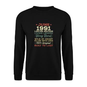 June 1991 Birthday June 1991 Gift June 1991 - Unisex Sweatshirt - black - Front - Alina (178cm) & Michal (187cm)
