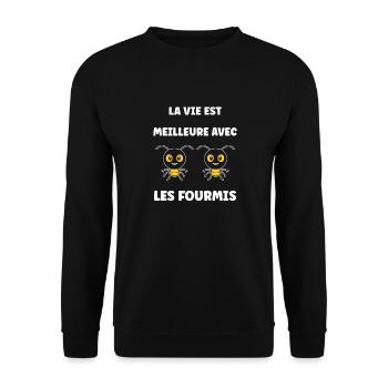 Humour fourmis - Sweat-shirt Unisexe - noir - Devant - Alina (178cm) & Michal (187cm)