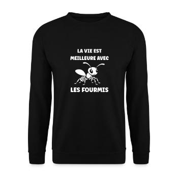 Humour fourmis - Sweat-shirt Unisexe - noir - Devant - Alina (178cm) & Michal (187cm)