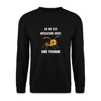 Humour fourmis - Sweat-shirt Unisexe - noir - Devant - Alina (178cm) & Michal (187cm)
