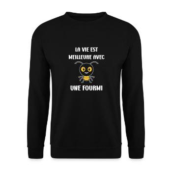 Humour fourmis - Sweat-shirt Unisexe - noir - Devant - Alina (178cm) & Michal (187cm)