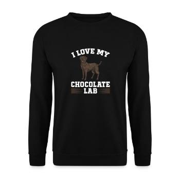 Schoko Brauner Labrador Retriever Hund - Unisex Pullover - Schwarz - Vorne - Alina (178cm) & Michal (187cm)