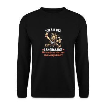 the long-haired man marries bachelor party bachelor party - Unisex Sweatshirt - black - Front - Alina (178cm) & Michal (187cm)