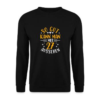 27e Anniversaire Femme Homme, 27 Ans Anniversaire - Sweat-shirt Unisexe - noir - Devant - Alina (178cm) & Michal (187cm)