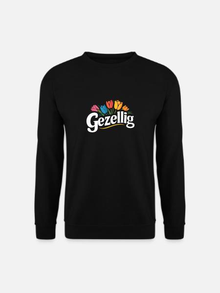 Gezellig Dutch Tupil Netherlands Windmill Floral - Unisex Sweatshirt - black
