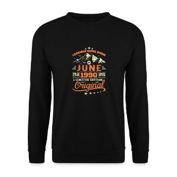Juin 1990 Original Nées En Juin 1990 Anniversaire - Sweat-shirt Unisexe - noir - Devant - Alina (178cm) & Michal (187cm)