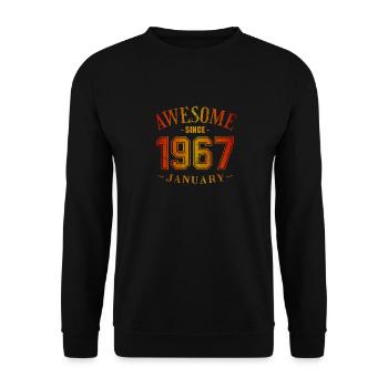Janvier 1967 - Anniversaire en janvier Génial - Sweat-shirt Unisexe - noir - Devant - Alina (178cm) & Michal (187cm)
