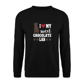Schoko Brauner Labrador Retriever Hund - Unisex Pullover - Schwarz - Vorne - Alina (178cm) & Michal (187cm)