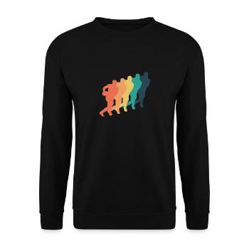Retro Football Sports Player - Unisex Sweatshirt - black - Front - Alina (178cm) & Michal (187cm)