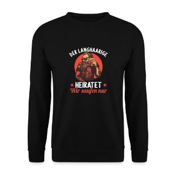 the long-haired man marries bachelor party bachelor party - Unisex Sweatshirt - black - Front - Alina (178cm) & Michal (187cm)