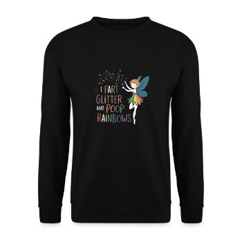 Ich furze Glitzer und Kacke Regenbogen lustige Fee - Unisex Pullover - Schwarz - Vorne - Alina (178cm) & Michal (187cm)
