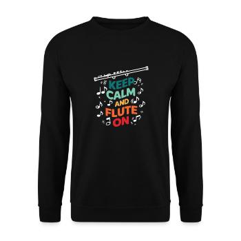 Keep Calm et flûte sur flûte transversale d’instrument - Sweat-shirt Unisexe - noir - Devant - Alina (178cm) & Michal (187cm)