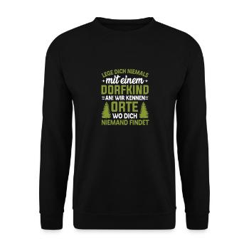 Dorfkinder Orte Bauernhof Dorfkind - Unisex Pullover - Schwarz - Vorne - Alina (178cm) & Michal (187cm)
