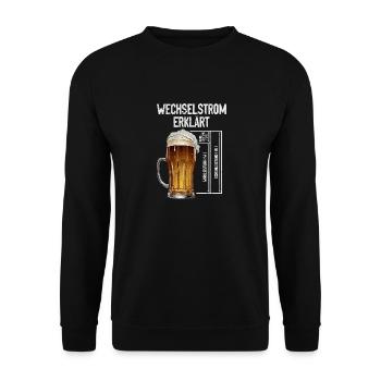 Wechselstrom erklärt Bier Elektriker Technik - Unisex Pullover - Schwarz - Vorne - Alina (178cm) & Michal (187cm)