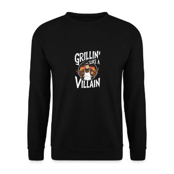 Grillin Like a Villain BBQ - Unisex Sweatshirt - black - Front - Alina (178cm) & Michal (187cm)