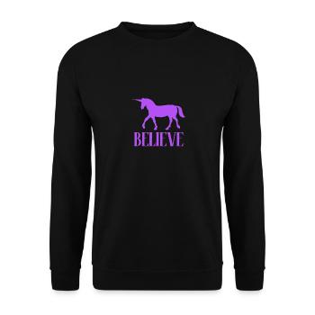 Believe Magical Funny Pink Girl Licorne imprimée - Sweat-shirt Unisexe - noir - Devant - Alina (178cm) & Michal (187cm)