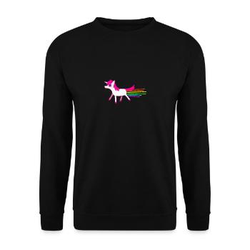 Furzendes rosa Einhorn Lustiger Regenbogen Magisches Einhorn - Unisex Pullover - Schwarz - Vorne - Alina (178cm) & Michal (187cm)