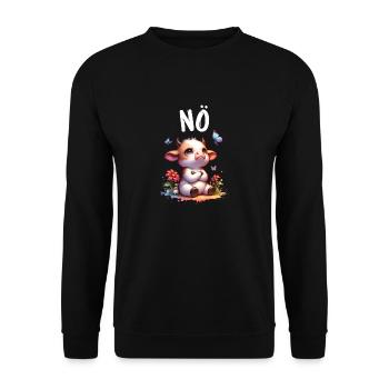 Cow Saying Nope for Boys and Girls - Unisex Sweatshirt - black - Front - Alina (178cm) & Michal (187cm)