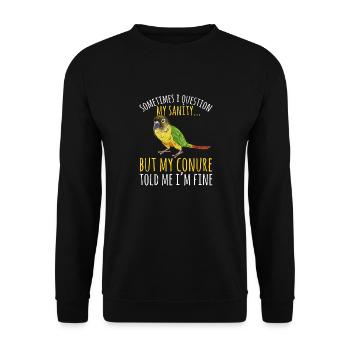 Molina Parakeet Parrot Bird Parakeet - Unisex Sweatshirt - black - Front - Alina (178cm) & Michal (187cm)