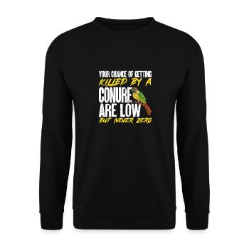 Molina Parakeet Parrot Bird Parakeet - Unisex Sweatshirt - black - Front - Alina (178cm) & Michal (187cm)