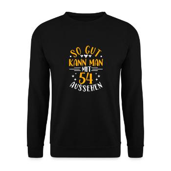 54th Birthday Woman Husband, 54 Years Old Birthday - Unisex Sweatshirt - black - Front - Alina (178cm) & Michal (187cm)