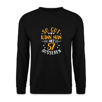 57e Anniversaire Femme Homme, 57 Ans Anniversaire - Sweat-shirt Unisexe - noir - Devant - Alina (178cm) & Michal (187cm)