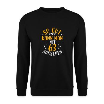 63e anniversaire femme homme, 63 ans anniversaire - Sweat-shirt Unisexe - noir - Devant - Alina (178cm) & Michal (187cm)
