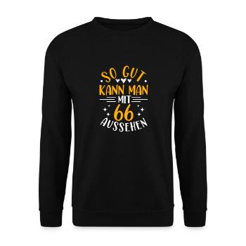 66th Birthday Woman Man, 66 Years Old Birthday - Unisex Sweatshirt - black - Front - Alina (178cm) & Michal (187cm)