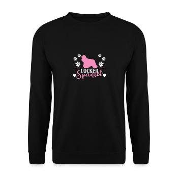 Cocker Spaniel with Paw Print - Unisex Sweatshirt - black - Front - Alina (178cm) & Michal (187cm)