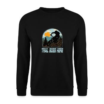 Downhill Mountainbike Mtb Mountainbiker Biking - Unisex Pullover - Schwarz - Vorne - Alina (178cm) & Michal (187cm)