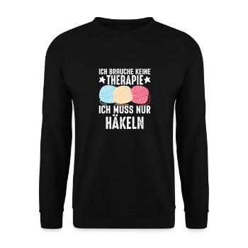 Therapie Häkeln Stricken Nähen Herren Damen - Unisex Pullover - Schwarz - Vorne - Alina (178cm) & Michal (187cm)