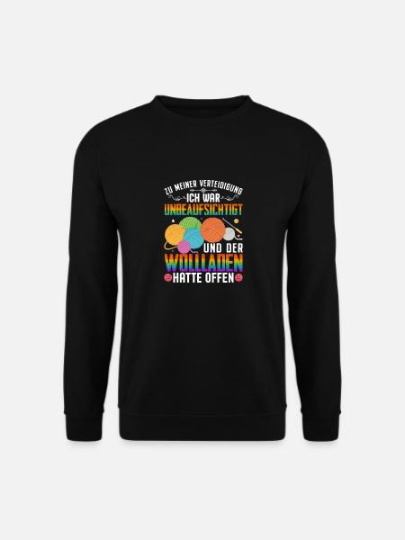 Stricken Nähen Handarbeit Häkeln Nähmotiv Spruch - Unisex Pullover - Schwarz