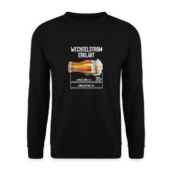 Wechselstrom erklärt Bier Elektriker Technik - Unisex Pullover - Schwarz - Vorne - Alina (178cm) & Michal (187cm)