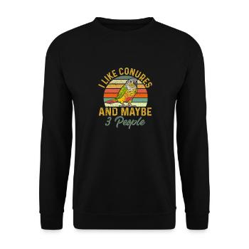 Molina Parakeet Parrot Bird Parakeet - Unisex Sweatshirt - black - Front - Alina (178cm) & Michal (187cm)