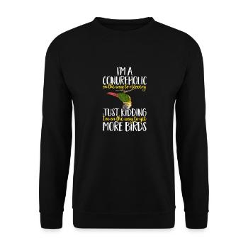 Molina Parakeet Parrot Bird Parakeet - Unisex Sweatshirt - black - Front - Alina (178cm) & Michal (187cm)