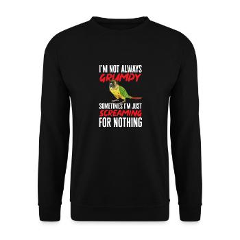 Molinasittich Papagei Vogel Sittich - Unisex Pullover - Schwarz - Vorne - Alina (178cm) & Michal (187cm)