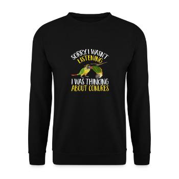 Molina Parakeet Parrot Bird Parakeet - Unisex Sweatshirt - black - Front - Alina (178cm) & Michal (187cm)