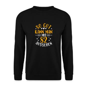 82. Geburtstag Frau Mann, 82 Jahre alt Geburtstag - Unisex Pullover - Schwarz - Vorne - Alina (178cm) & Michal (187cm)