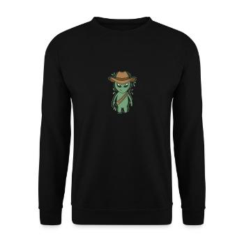 Alien with Cowboy Hat - Unisex Sweatshirt - black - Front - Alina (178cm) & Michal (187cm)