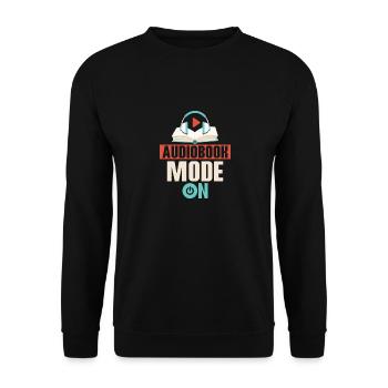 Ears Engaged, Imagination Alight: Audiobook Mode - Unisex Pullover - Schwarz - Vorne - Alina (178cm) & Michal (187cm)
