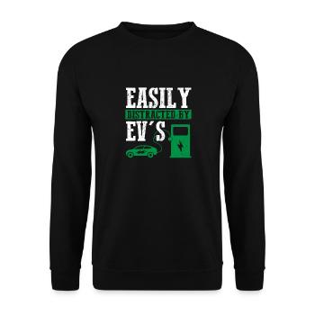 Facilement distrait par le conducteur de la voiture électrique d’un véhicule électrique - Sweat-shirt Unisexe - noir - Devant - Alina (178cm) & Michal (187cm)