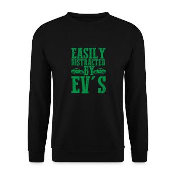 Easily Distracted By EV's EV Driver Electric Car - Unisex Pullover - Schwarz - Vorne - Alina (178cm) & Michal (187cm)