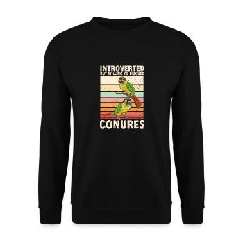 Molina Parakeet Parrot Bird Parakeet - Unisex Sweatshirt - black - Front - Alina (178cm) & Michal (187cm)