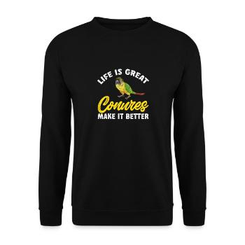 Molina Parakeet Parrot Bird Parakeet - Unisex Sweatshirt - black - Front - Alina (178cm) & Michal (187cm)