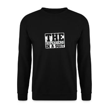 The Superhero in a Suit - Unisex Pullover - Schwarz - Vorne - Alina (178cm) & Michal (187cm)